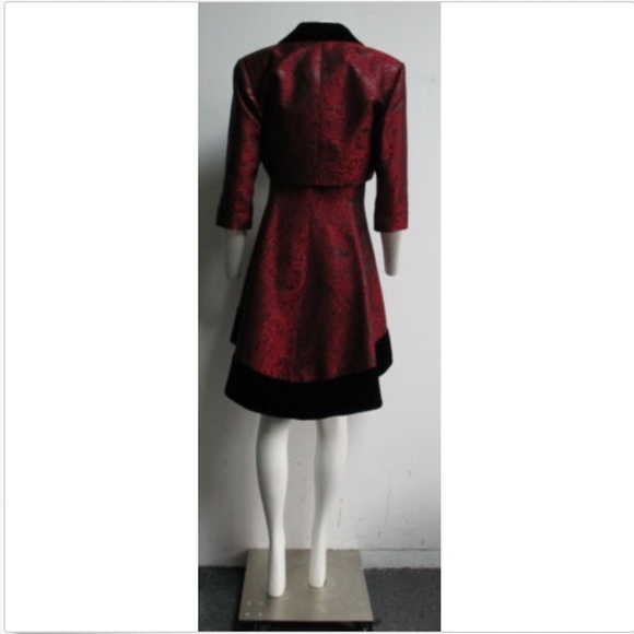 JACQUES FATH Black/Red brocade dress suit - Picture 3 of 8